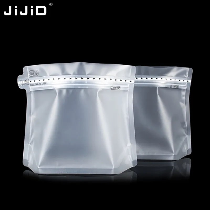 JiJiD özelleştirilmiş yarım Pound kilitli şeffaf çanta kahve çekirdeği kurutulmuş gıda paketleme çantası