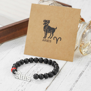 Pulsera de la constelación de Escorpio con cuentas negras y piedra azul, de acero inoxidable, unisex, para regalo. - Product Image 3