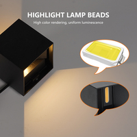 Applique murale LED décorative moderne carrée en ABS 10W IP65 étanche à la poussière pour extérieur, jardin et hôtel