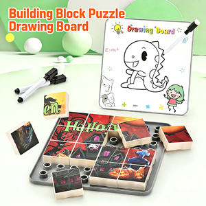 Jouets éducatifs pour enfants en bas âge, blocs de construction de symboles mathématiques, alphabet, nombres, puzzles <span class=keywords><strong>avec</strong></span> tableau à dessin, apprentissage STEAM - Product Image 4