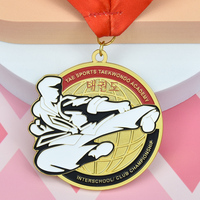 Médaille de récompense personnalisée pour les vainqueurs de compétitions de Taekwondo, de karaté, de boxe et d'arts martiaux, avec ruban imprimé