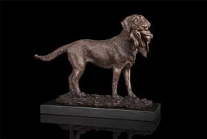 ArtsHom-estatua de bronce de DW-039 para perro de caza con presa, figuritas de Arte de Metal de bronce, figuritas de animales para decoración interior - Product Image 2