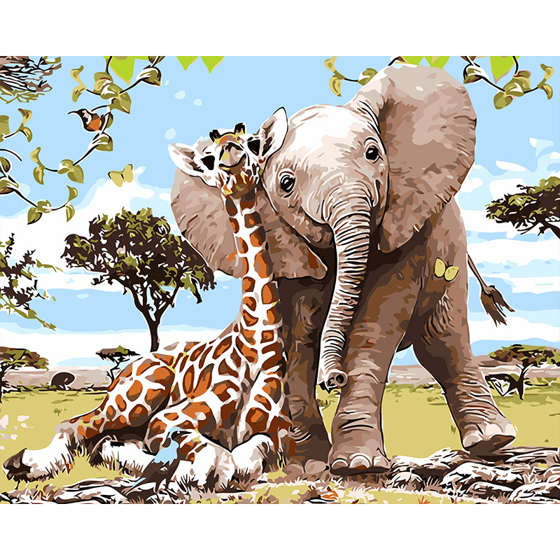 YC2214 Girafe et éléphant