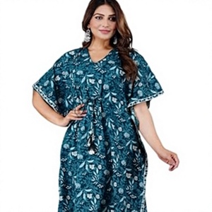 Floral Print V-Neck Maxi Dress Loose Boho Cap Sleeve <b>Summer</b> Casual <b>Kaftan</b> Dress - Product Image 1