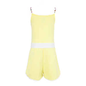 Abbigliamento per bambini Tuta estiva per bambina Tuta gialla senza maniche con ricamo floreale a margherita Set completo per bambini 2-14 anni - Product Image 3