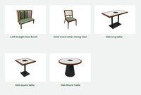 Table carrée en bois écologique minimaliste et ensemble de chaises en velours, très demandés pour la restauration commerciale et les cafés
