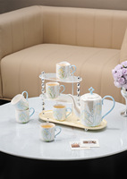 Service à thé en céramique de style européen, élégant et luxueux, résistant aux hautes températures, capacité de 250 ml, emballage en boîte couleur - Cadeau de mariage