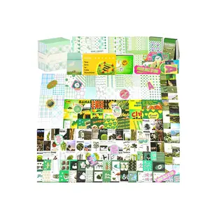 Journsupplies malzemeleri zanaat hediye kiti sevimli planlayıcısı Sticker Kawaii çiçek ızgara not kağıdı yeşil koleksiyon defteri kağıdı estetik çıkartmalar