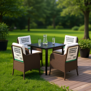 Set da Pranzo da Giardino in Poliresina Marrone per 4 Persone, Resistente alle Intemperie, Arredamento da Esterno in Stile Contemporaneo - Product Image 2