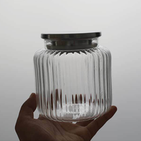 Pot en verre cylindrique à large ouverture de grande capacité pour noix et fruits, pour la cuisine domestique, 500 ml (16 oz), avec couvercle en acier inoxydable
