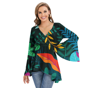 Camisas de gasa personalizadas para mujer Blusas de manga larga Blusa de gasa con estampado de estilo samoano polinesio para mujer - Product Image 3