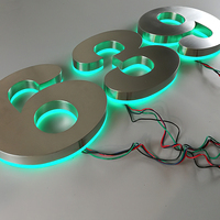 Numéros de porte en métal brossé pour hôtel, maison, entreprise, numéros LED personnalisés en acier inoxydable rétroéclairés, numéros de porte illuminés