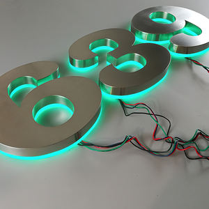 拉丝镜子酒店房间房子金属数字发光二极管定制不锈钢背光照明门数字标志 - Product Image 3