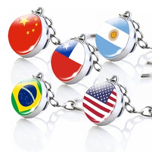 Mỹ cờ kim loại móc chìa khóa lưu niệm cho Canada Brazil Cuba Mexico Peru Chile Colombia Argentina có mặt dây chuyền bóng thủy tinh - Product Image 1