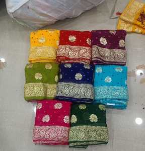 Georgette Viscose Bandhej Travail Femmes Prix de Gros Designer Saree Meilleure Collection de Haute Qualité - Product Image 1