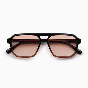 Nueva llegada de la marca de moda de doble puente gafas de sol cómodas gris con acetato rojo naranja gafas de montura para hombres y mujeres - Product Image 4