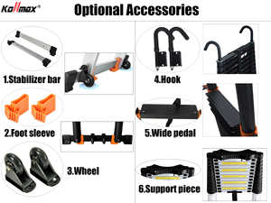 Échelle télescopique professionnelle en aluminium robuste, compacte, pour toiture, avec échasses télescopiques - Product Image 3