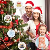 Ornements de Noël en céramique ronds de 3 pouces, écologiques, modernes, simples, pendentifs, supports de sublimation, décoration, impression photo DIY