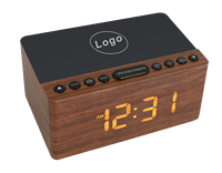 Radio-réveil en bois au design innovant Caractéristique Charge complète Chargeur de téléphone portable sans fil Mouvement électronique de haute qualité