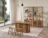 Tabouret de bar moderne en bois de frêne T2235 avec base en bois massif, hauteur réglable pour salle à manger, salon, bar à domicile
