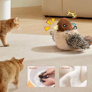 Nuevo juguete de pájaro de hierba gatera realista gorjeo de felpa recargable juego interactivo para interiores - Product Image 3