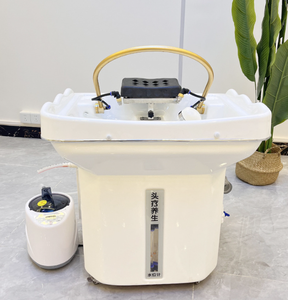 Sillón de Lavado de Cabello Portátil de Lujo, Moderno, Metálico, con Circulación de Agua y Lavabo de Cerámica para Salón de Belleza, Uso Comercial y en Sala de Estar - Product Image 3