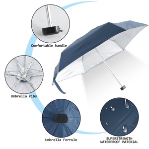 5 Fold Mini Ultra Compact Folding <b>Umbrella</b> Pocket Size Portable Travel Sun and Rain <b>Umbrella</b> - Product Image 2