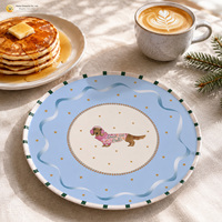 Assiette de Noël fantaisie Teckel – Vaisselle moderne en porcelaine à motif de chien ludique – Assiette de dîner 8, 9, 10 pouces – Noël