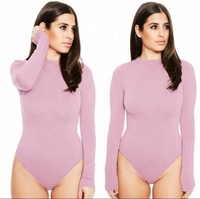 Combinaison pour femme Naked Wardrobe Magenta, grande taille, sexy, col, coupe ajustée, manches longues, leggings en coton et fibre de bambou, respirante