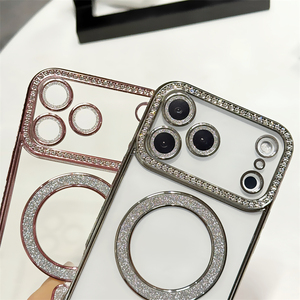 เคสโทรศัพท์มือถือแบบใสเคลือบเงาหรูหรา ประดับเพชรแม่เหล็ก สำหรับ iPhone 17 16 15 14 13 12 11 Pro Max Air - Product Image 3