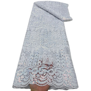 Pur blanc Guipure dentelle Sequin broderie tissu Soluble dans l'eau dentelle femme africaine robe de mariée robe de soirée robe de soirée - Product Image 2