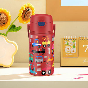 Custom 400ml Double-wall Vacuum Insulated Kid <b>Bottle</b> Leak-proof Red Blue Yellow Stainless Steel Water <b>Bottle</b> With Straw Lid - Product Image 3