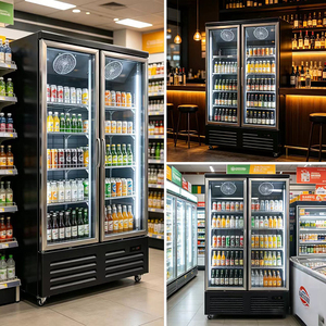 Réfrigérateur commercial à double porte pour boissons, vitrine réfrigérée à porte vitrée transparente, réfrigérateur vertical intelligent pour supermarché - Product Image 1