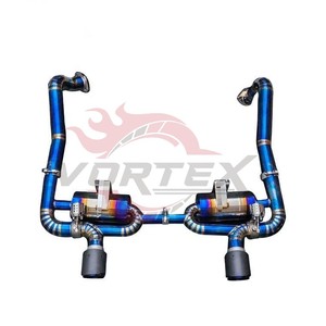 ท่อไอเสีย Vortex Blue Burnt Titanium Valvetronic Performance สำหรับ Porsche 718 Boxster Cayman Pie-cut Racing Muffler System พร้อมปลายท่อ - Product Image 1