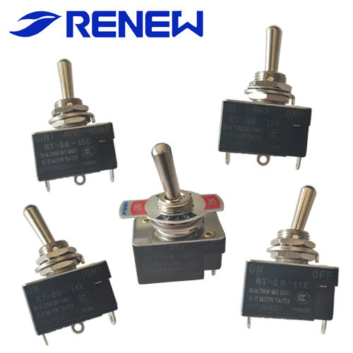 RENEW Wholesale High Quality Metal IP40 on off Momentary Toggle Switch SPST 6A 250VAC RT-S6-11B CQC Certified Screw Terminals