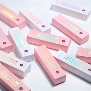 Kustom Personalisasi Logo Mewah Dicetak Produk Kecil Kosmetik Kreatif Makeup Kemasan Lipstik Kotak Lipat