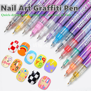 Wholesale 12 Colors Nail Painting Graffiti <b>Pen</b> Plastic Waterproof Drawing Liner Brush Marker <b>Pen</b> Nail Art Graffiti <b>Pen</b> - Product Image 3