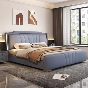 Lit rembourré moderne 1,8 m en cuir avec rangement, lit double pour chambre principale avec tiroirs - Product Image 4
