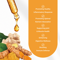 Complément d'extrait de curcuma avec curcumine, gingembre et poivre noir en gouttes liquides pour une meilleure absorption, la santé intestinale et les articulations