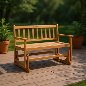 CIOOBE Banc à bascule en bois d'acacia pour 2 personnes, pour patio extérieur - Product Image 2