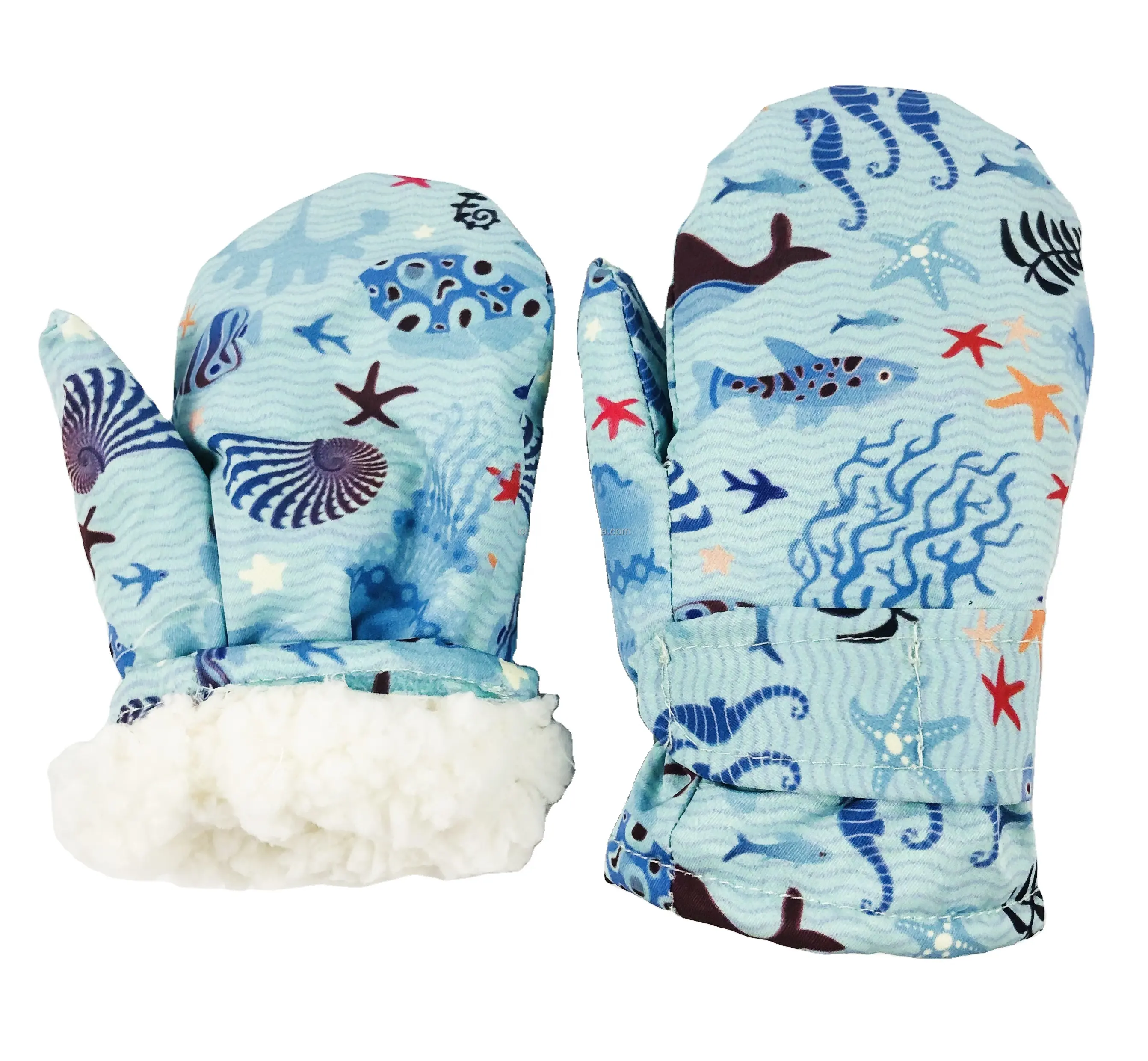 kids play cute snow mitten glove Water repellent water proof with Shu Velveteen lining printed cartoon lovely pattern mittens