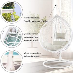 Columpio doble colgante de ratán para Patio, mueble plegable de mimbre con soporte de Metal, para exteriores y jardín - Product Image 5