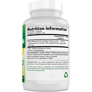 Özel Üretim GMP Halal <span class=keywords><strong>Ginkgo</strong></span> <span class=keywords><strong>Biloba</strong></span> Kapsülleri - Ekstra Güçlü Beyin Fonksiyonlarını ve Hafızayı Destekler, 60 Vejetaryen Kapsül - Product Image 2