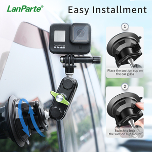 Support de caméra flexible en alliage d'aluminium avec ventouse pour pare-brise de voiture, idéal pour les vlogs et la prise de vue vidéo - Product Image 5