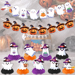 Halloween Ghost Honeycomb <b>Table</b> Decor 18cm Paper Reusable Indoor Party Decoration - Product Image 2