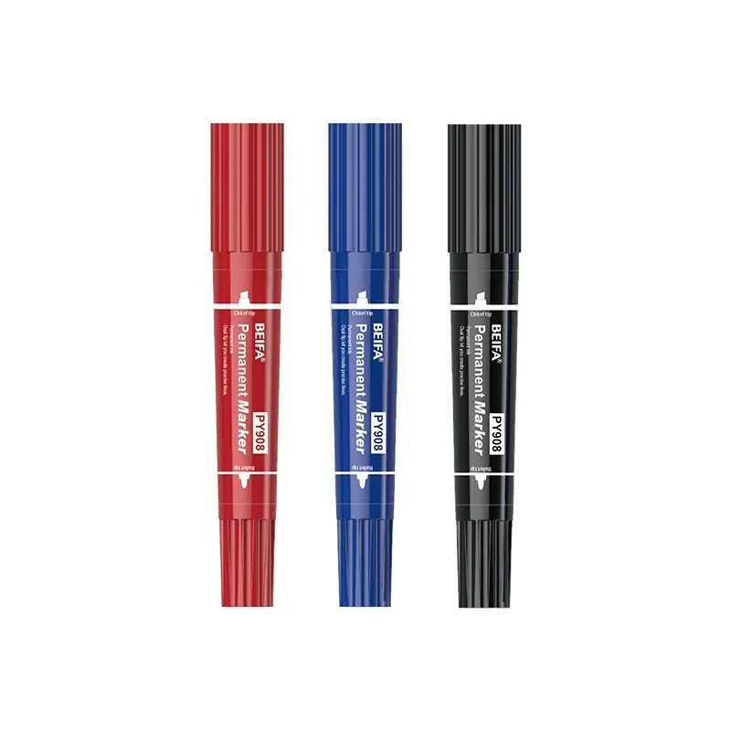 BEIFA PY908 punta doppia punta punta scalpello 3 colori inchiostro permanente nero blu scatola di colore rosso confezione pennarello indelebile