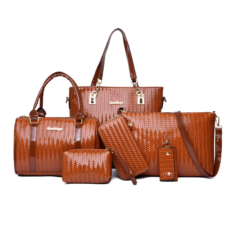 2020 good quality girls lady fashion faux leather shoulder bag handbag set