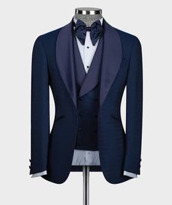 MTM Nouvel Arrivage Costumes pour Hommes Italiens <span class=keywords><strong>Bleu</strong></span> <span class=keywords><strong>Marine</strong></span> pour Mariage Tuxedos de Marié Slim Fit <span class=keywords><strong>Blazer</strong></span> de Fête de Bal 3 Pièces Costume Formel - Product Image 1