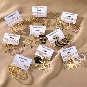 Wholesale New Creative Pearl Simple Retro <strong>Hoop</strong> Drop Dangle <strong>Large</strong> 6 Pairs Set Fashion Jewelry Earring for Women - Product Image 2