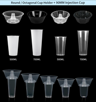 Gobelet à boisson chaude jetable recyclable en plastique de 16 oz (700 ml) pour cola, thé au lait, avec plateau à collation sur le dessus et couvercles, gobelet créatif pour pop-corn